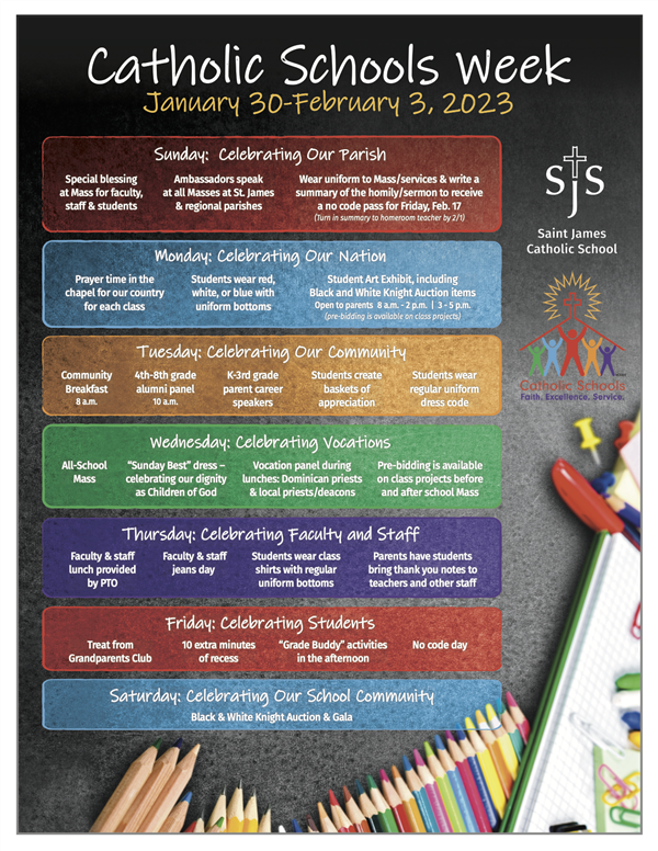  Catholic Schools Week Calendar